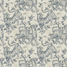 Orly Tigers Indigo Animal Toile Wallaper