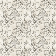 Orly Tigers White Animal Toile Wallaper