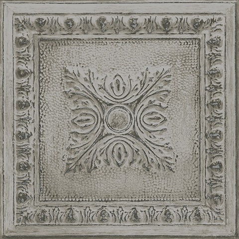 Ornamental Grey Tin Tile Wallpaper