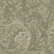 Silver Grey Ornate Large Paisley Wallpaper