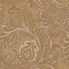 Bronze Brown Ornate Large Paisley Wallpaper