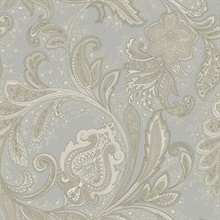 Silver Grey Ornate Large Paisley Wallpaper