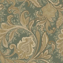 Green Ornate Large Paisley Wallpaper