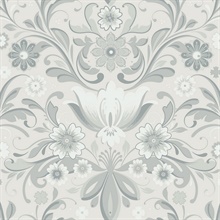 Ostanskar Light Grey Retro Floral Wallpaper