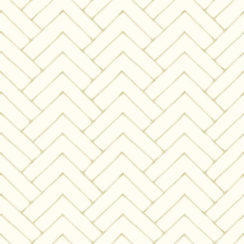 Oswin Light Yellow Tiered Herringbone Wallpaper
