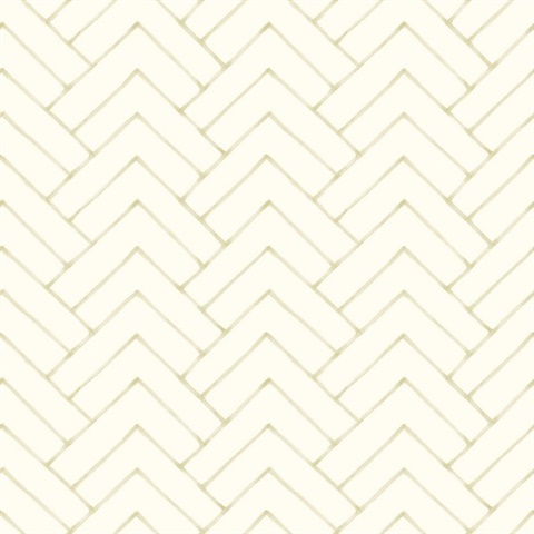 Oswin Light Yellow Tiered Herringbone Wallpaper