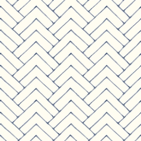 Oswin Navy Tiered Herringbone Wallpaper