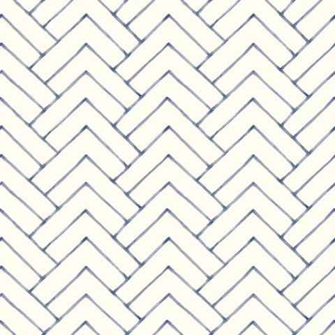 Oswin Navy Tiered Herringbone Wallpaper