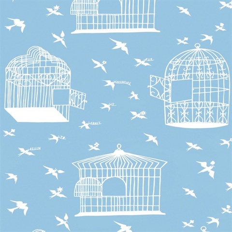 Our Adventure is about to Begin - Sky Blue colourway wallpaper