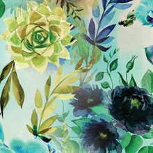 Watercolor Collage Floral & Leaf Wallpaper