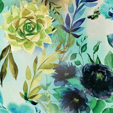 Watercolor Collage Floral &amp; Leaf Wallpaper