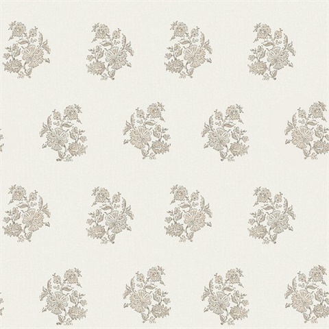 Overbrook Taupe Bouquet Toss Wallpaper