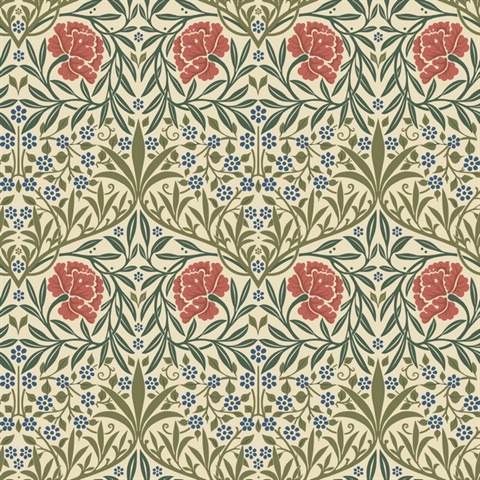 Oxford Union Green Floral Vines Wallpaper