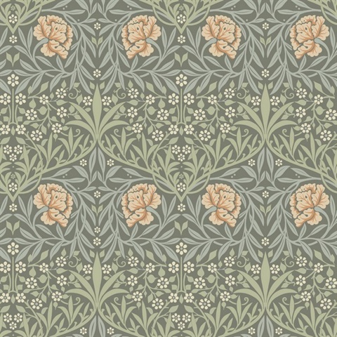 Oxford Union Grey Floral Vines Wallpaper