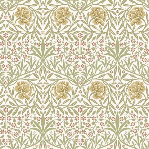 Oxford Union Yellow Floral Vines Wallpaper