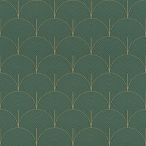 Oxxon Teal Art Deco Arches Wallpaper