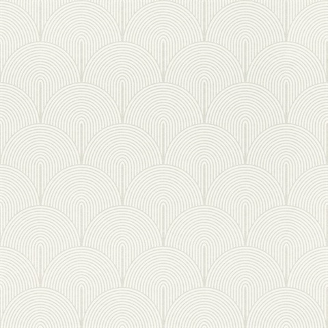 Oxxon White Art Deco Arches Wallpaper