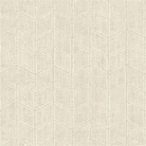 Oyster Flatiron Geometric Textured Faux Stone Tile Wallpaper