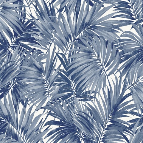 Pacific Blue Cordelia Tossed Palms Wallpaper
