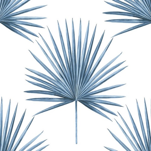 Pacific Palm Botanical Coastal Blue Peel and Stick Wallpaper