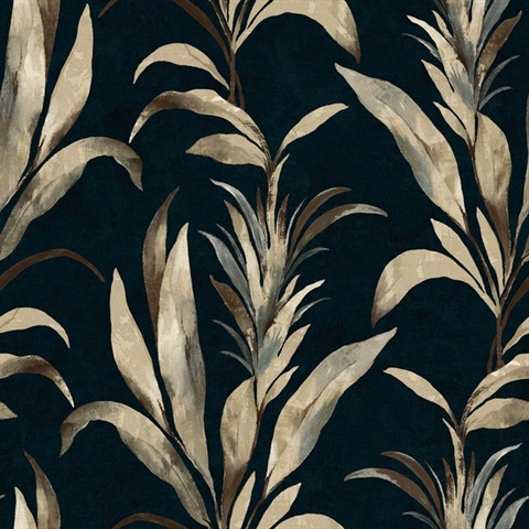 Padma Stormy Sky Vertical Leaf Wallpaper