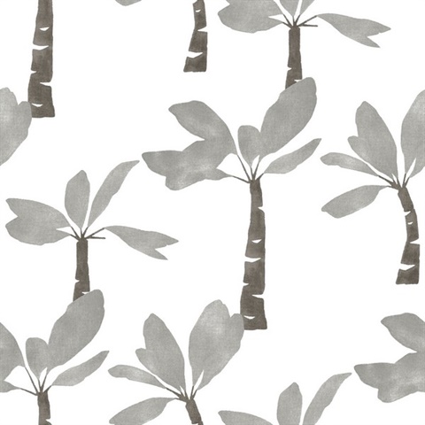 Painted Oasis Carbon & Graphite Wallpaper