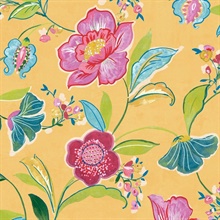 Painterly Floral  Cantaloupe Peel and Stick Wallpaper