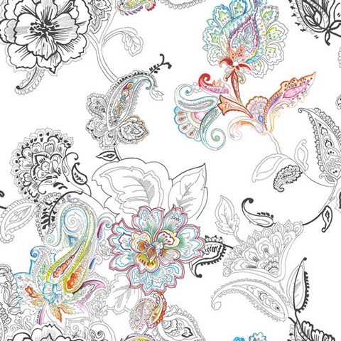 Paisley Colorful Paisley Multicolored Peel and Stick Wallpaper