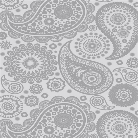 Paisley Crescent - Concrete colourway wallpaper