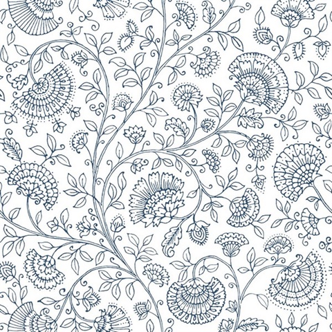 Paisley Paisley Trail Midnight Blue Peel and Stick Wallpaper