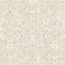 Paisley Yellow, Grey & Brown Wallpaper