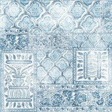 Paisley/Patchwork Patchwork Blue & Eggshell Peel and Stick Wallpaper