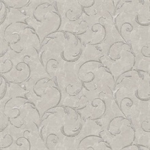 Grey & Silver Palazzo Scroll Wallpaper