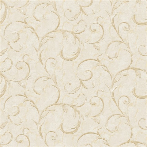 Beige Palazzo Scroll Wallpaper