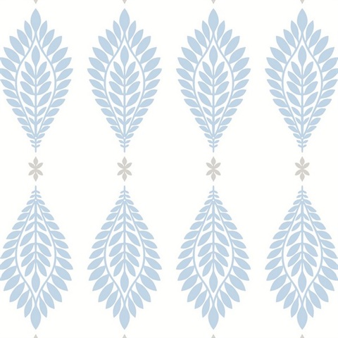 Palm Frond Geometric Blue Skies & Daydream Grey Peel and Stick Wallpap