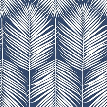 Palm Silhouette Botanical Coastal Blue Peel and Stick Wallpaper