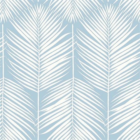 Palm Silhouette Botanical Hampton Blue Peel and Stick Wallpaper