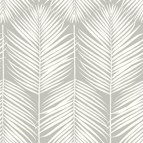 Palm Silhouette Botanical Harbor Gray Peel and Stick Wallpaper