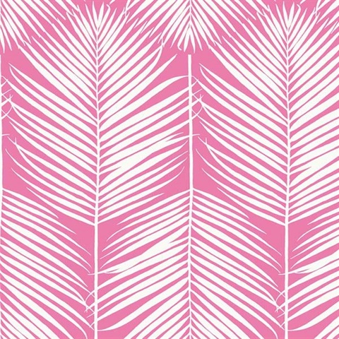 Palm Silhouette Botanical Pink Peel and Stick Wallpaper