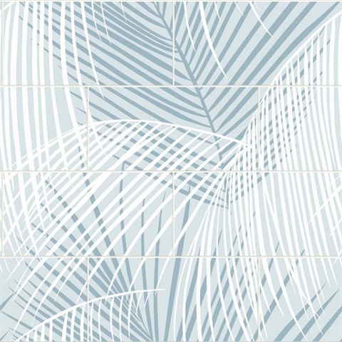Palm Tile Botanical Summer Skies Peel and Stick Wallpaper