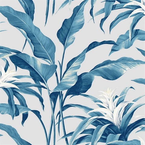 Palma Blue Lagoon & Grey Peel and Stick Wallpaper
