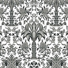Palmetto Palm Black and White Damask Textured Paperweave Wallpaper