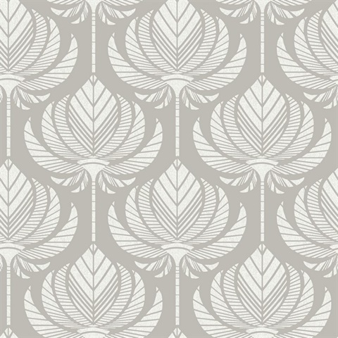 Palmier Grey Abstract Lotus Fan Wallpaper