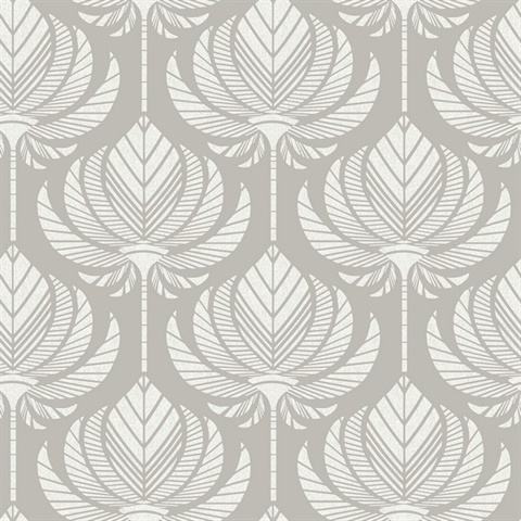 Palmier Grey Abstract Lotus Fan Wallpaper
