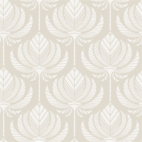 Palmier Light Grey Abstract Lotus Fan Wallpaper