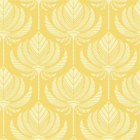 Palmier Yellow Abstract Lotus Fan Wallpaper