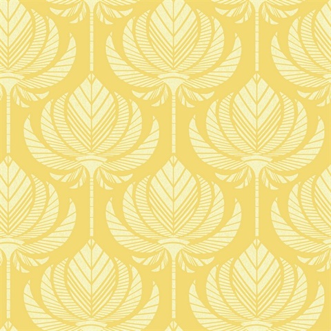 Palmier Yellow Abstract Lotus Fan Wallpaper