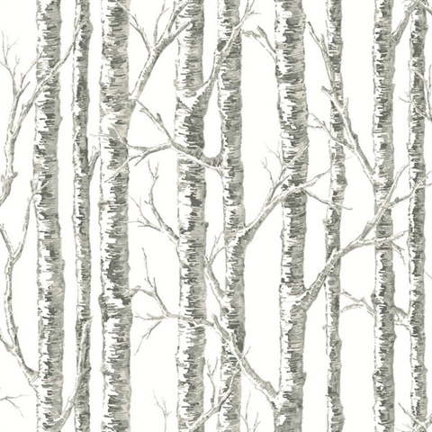 Black & Beige Paper Modern Tree Branch Wallpaper
