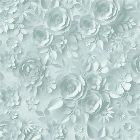 Paper Flowers Green Wallpaper