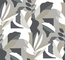 Papier Colle Black & White Modern Tropical Wallpaper